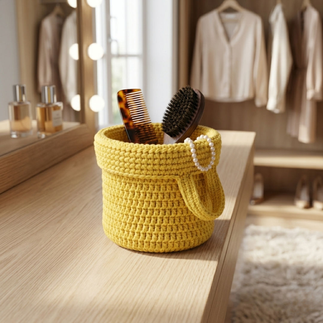 Small Hand Knitted Hanging Holder for Organizing